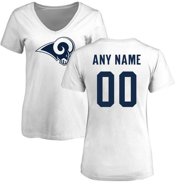 Women Los Angeles Rams NFL Pro Line White Custom Name and Number Logo Slim Fit T-Shirt